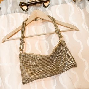 Gold Rhinstone Slouchy Purse